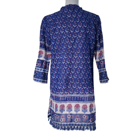J. Crew Cotton Voile Tunic Swim Cover-Up in Floral Block Print with Fringe - Picture 4 of 9
